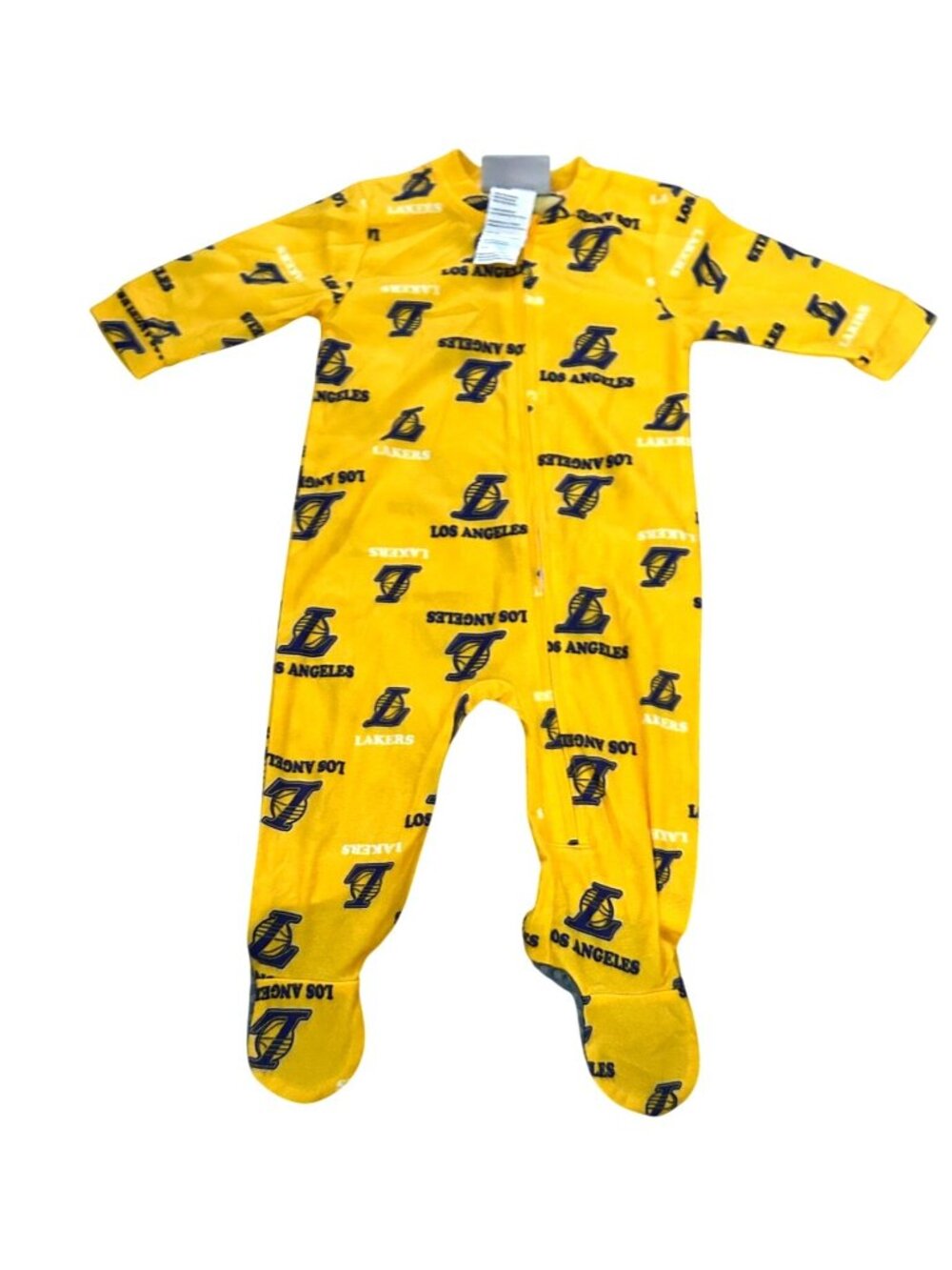 NWOT 6-9M Los Angeles Lakers Infant Footed Sleepsuit Yellow Logo Print